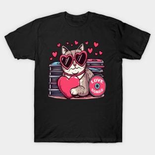 cat loves songs funny animal meme shirt T-Shirt